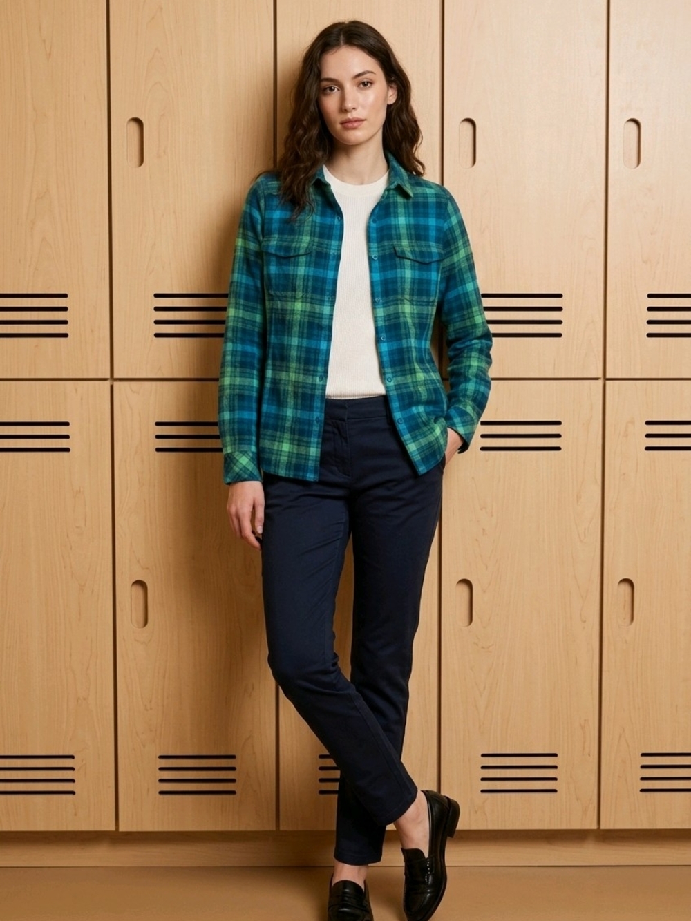 Arc'teryx Women's Fernie Plaid Long Sleeve Shirt - Blue & Green - Size M